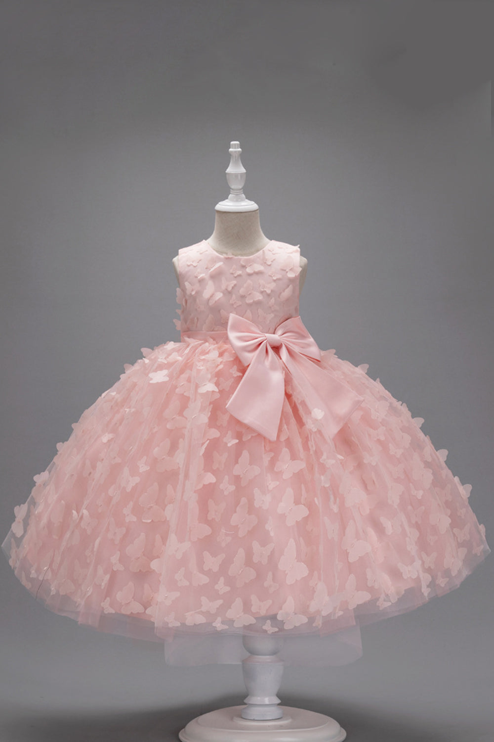 Champagne Princesse Papillon Tulle Robe de fille avec nœud