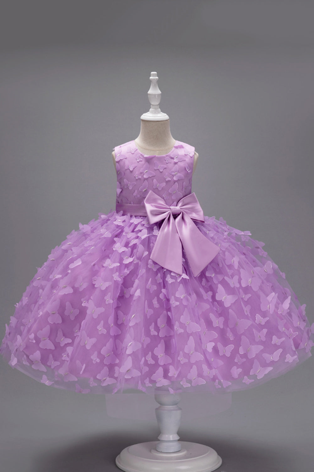 Champagne Princesse Papillon Tulle Robe de fille avec nœud