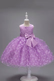 Champagne Princesse Papillon Tulle Robe de fille avec nœud
