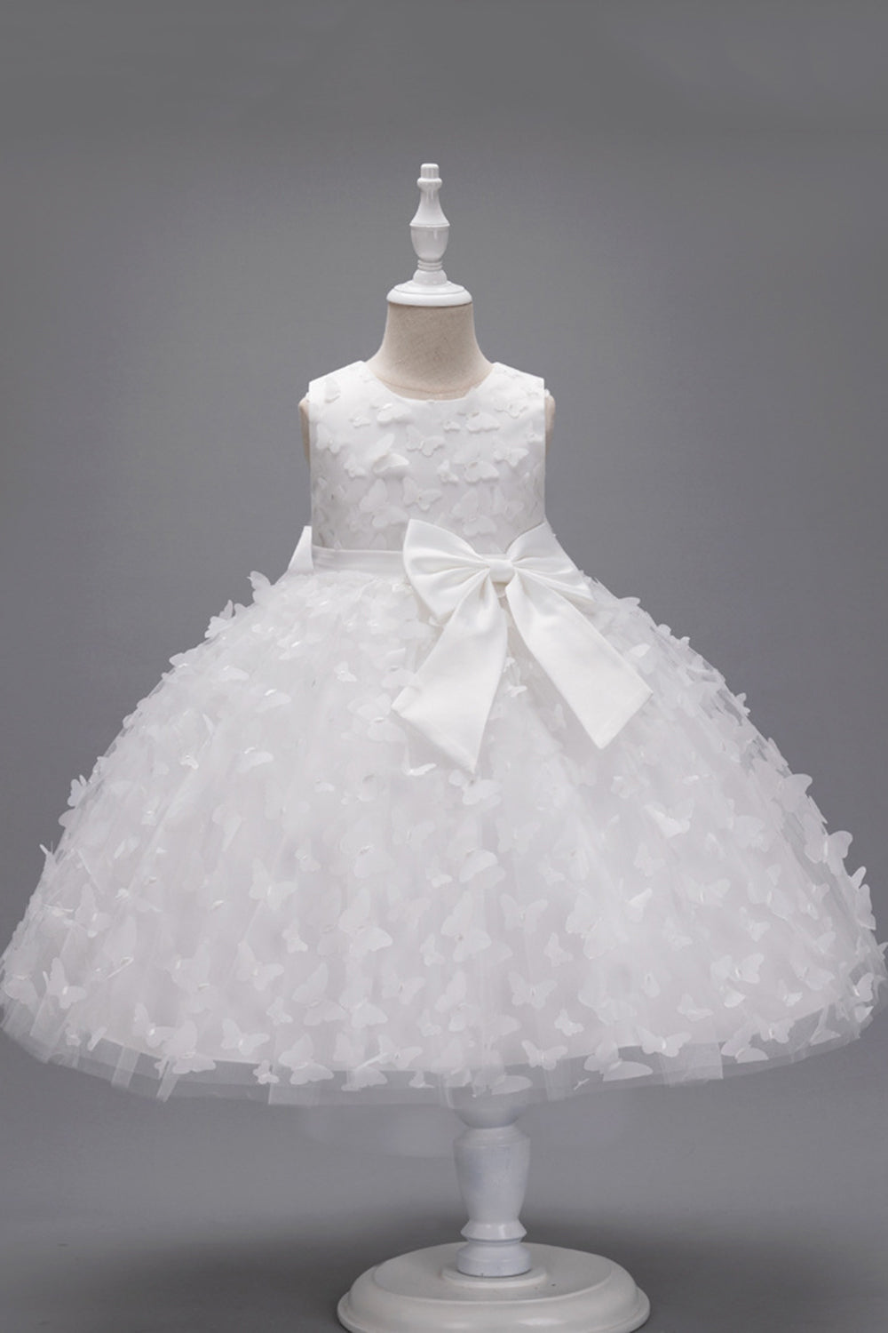 Champagne Princesse Papillon Tulle Robe de fille avec nœud