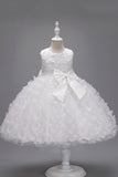 Champagne Princesse Papillon Tulle Robe de fille avec nœud