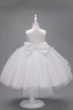Champagne Princesse Papillon Tulle Robe de fille avec nœud