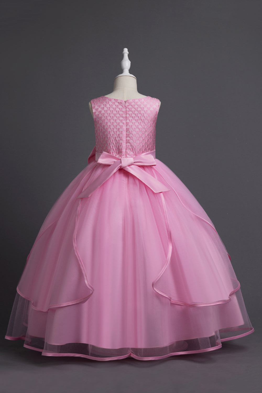 Robe longue longue de fille à col rond bleu