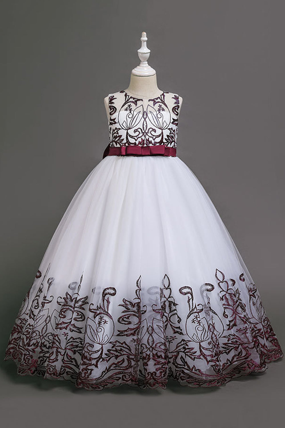 Navy Sans manches Une ligne Broderie Robe pour filles