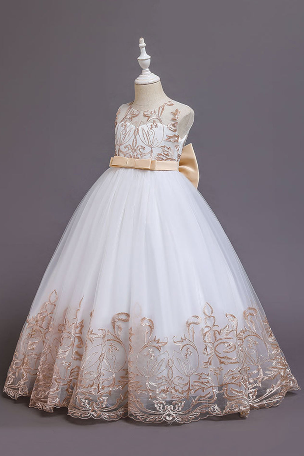 Navy Sans manches Une ligne Broderie Robe pour filles