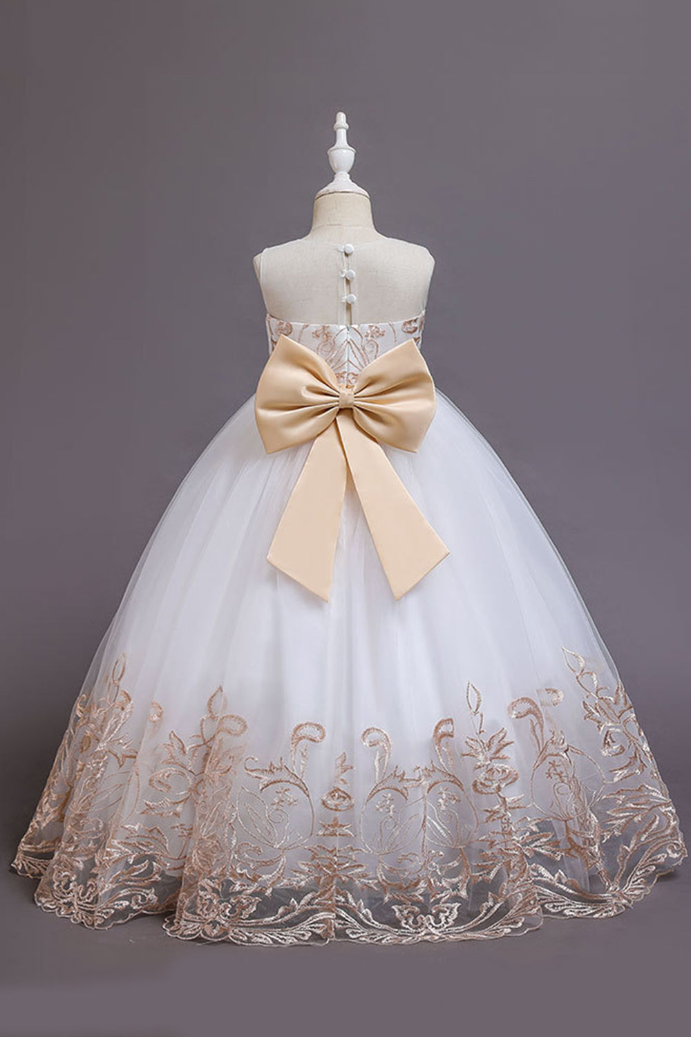 Navy Sans manches Une ligne Broderie Robe pour filles