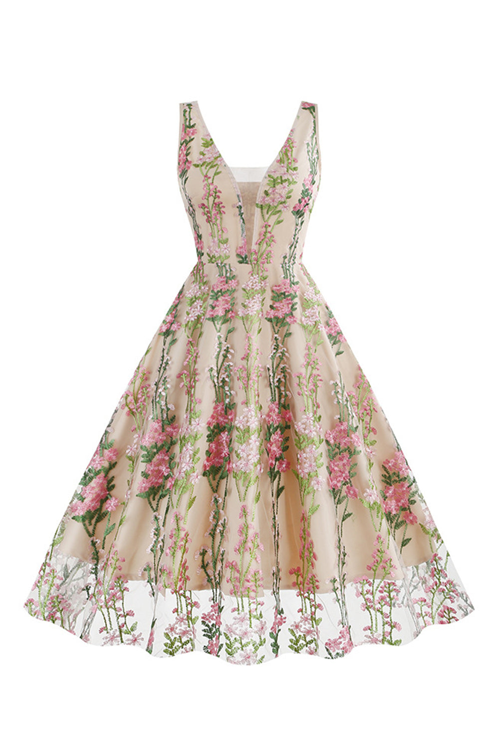 Robe noire Swing des années 50 avec broderie