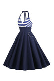 Robe Stripes Halter Swing des années 50