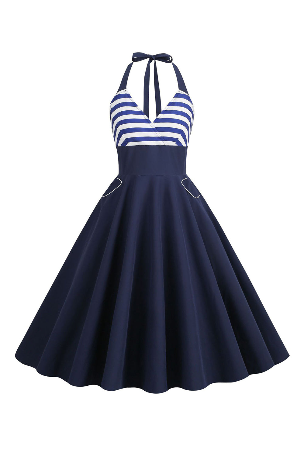 Robe Stripes Halter Swing des années 50