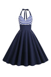 Robe Stripes Halter Swing des années 50