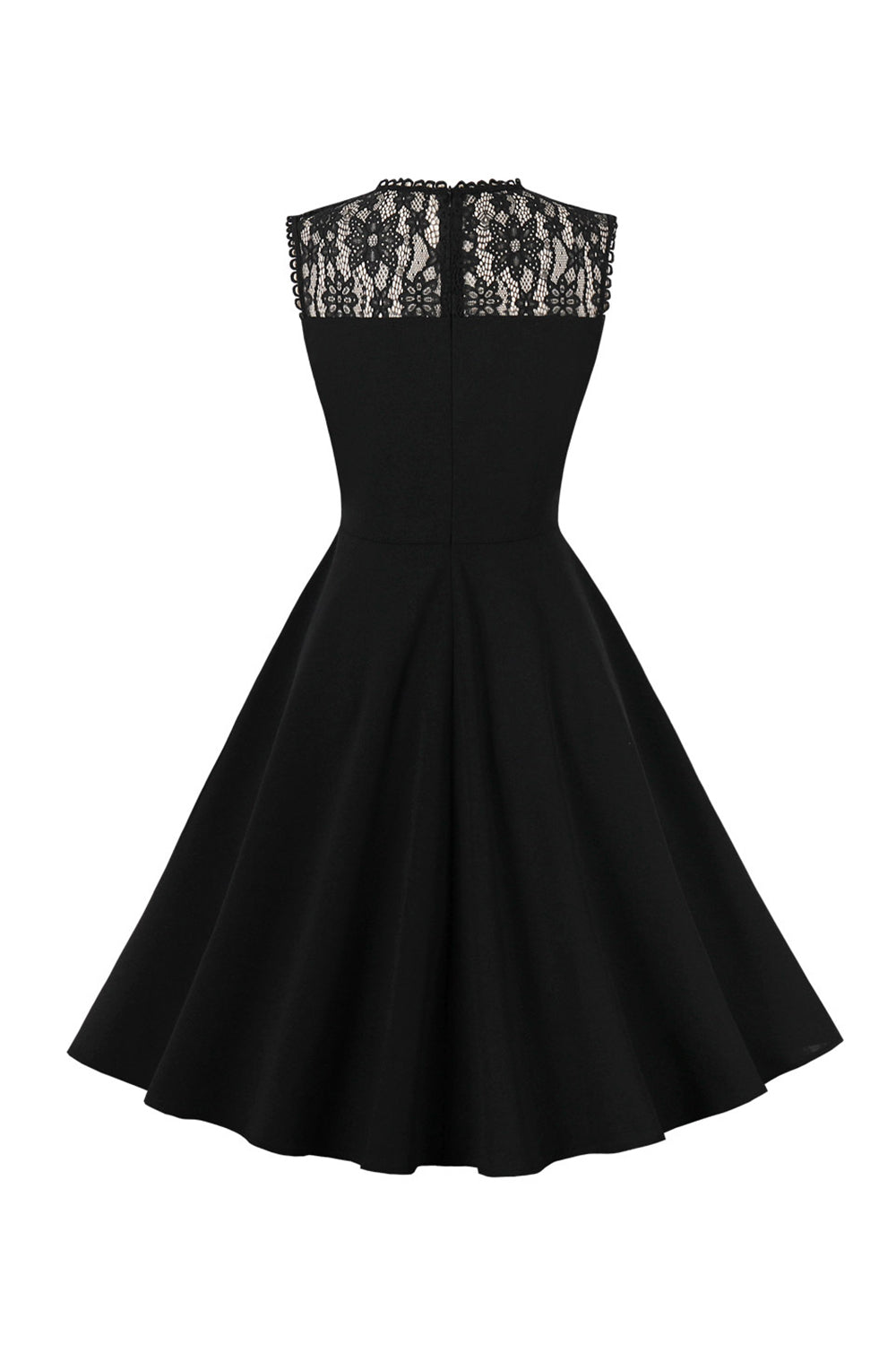 Robe noire swing des années 50 avec dentelle