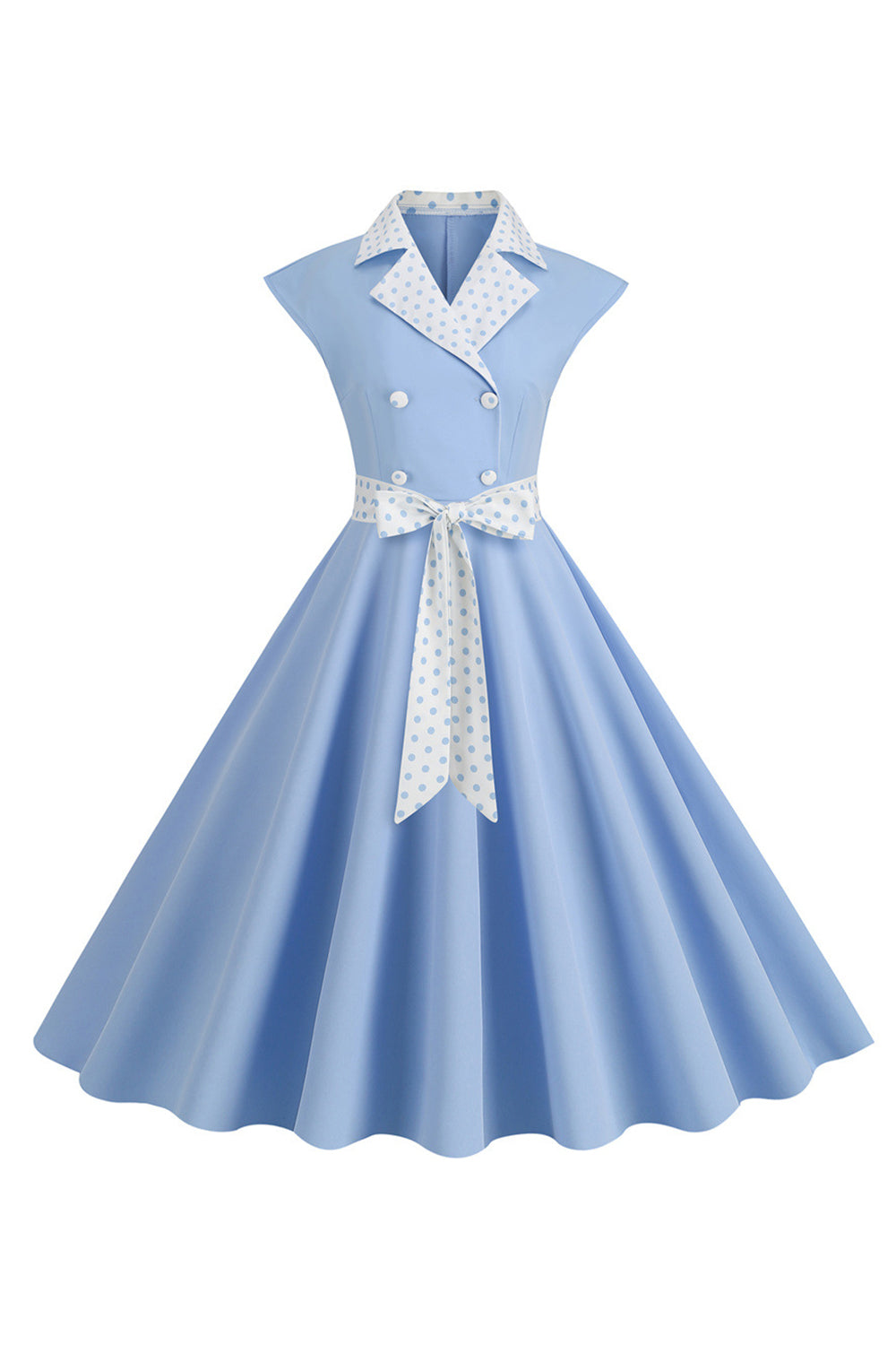 Robe noire à pois swing des années 50 avec nœud