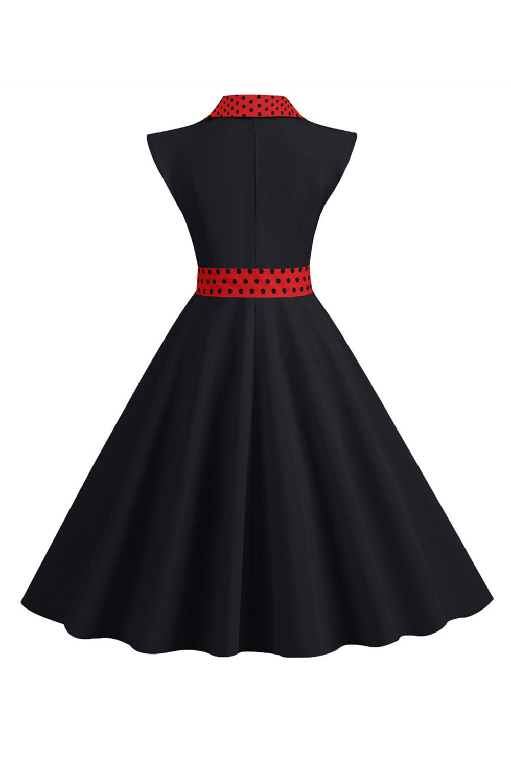 Robe noire à pois swing des années 50 avec nœud