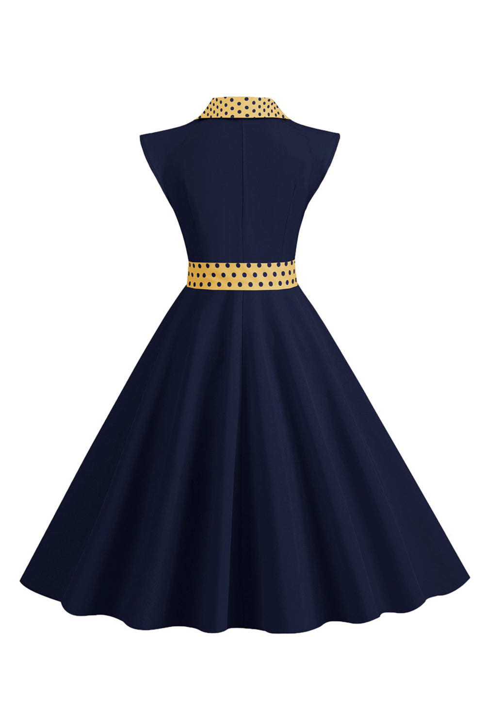 Robe noire à pois swing des années 50 avec nœud