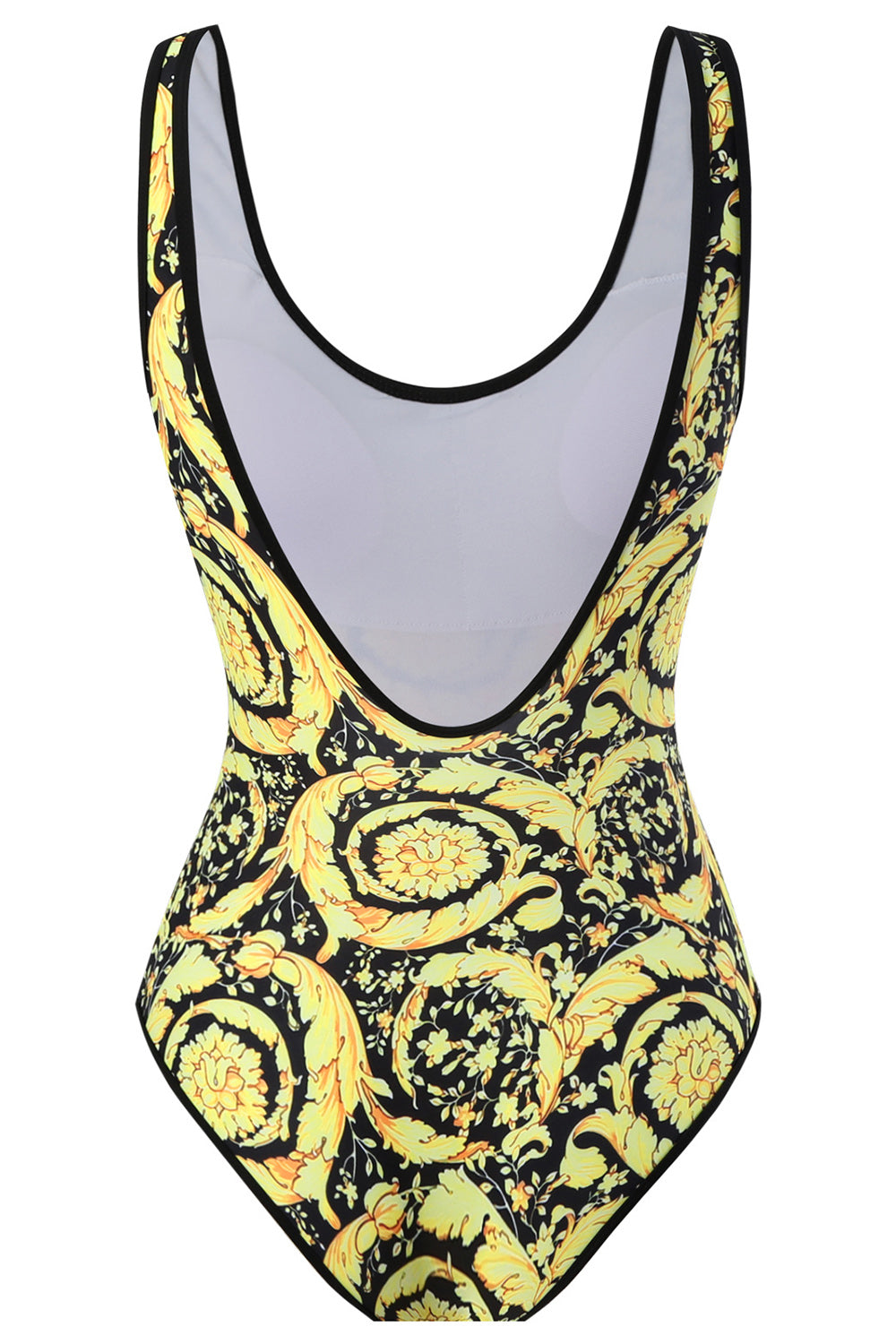 Maillot de bain taille haute imprimé vert d’une pièce avec jupe de plage