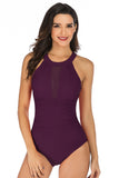 Halter Neck Taille Haute Navy Maillot de bain une pièce
