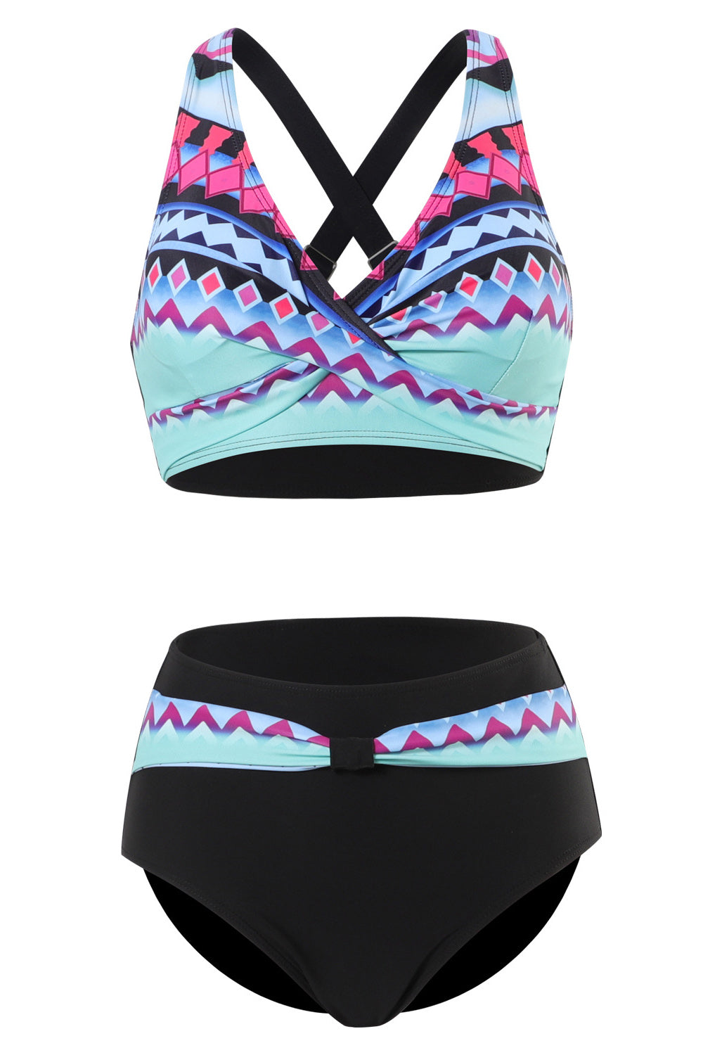 Maillot de bain athlétique bleu deux pièces avec short