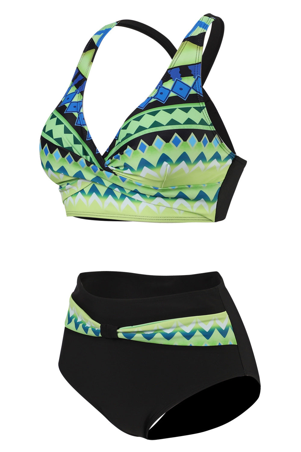 Maillot de bain athlétique bleu deux pièces avec short