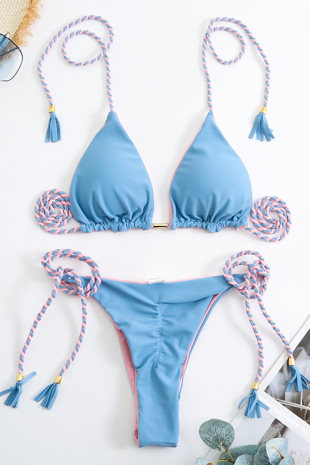 Maillot de bain athlétique bleu deux pièces