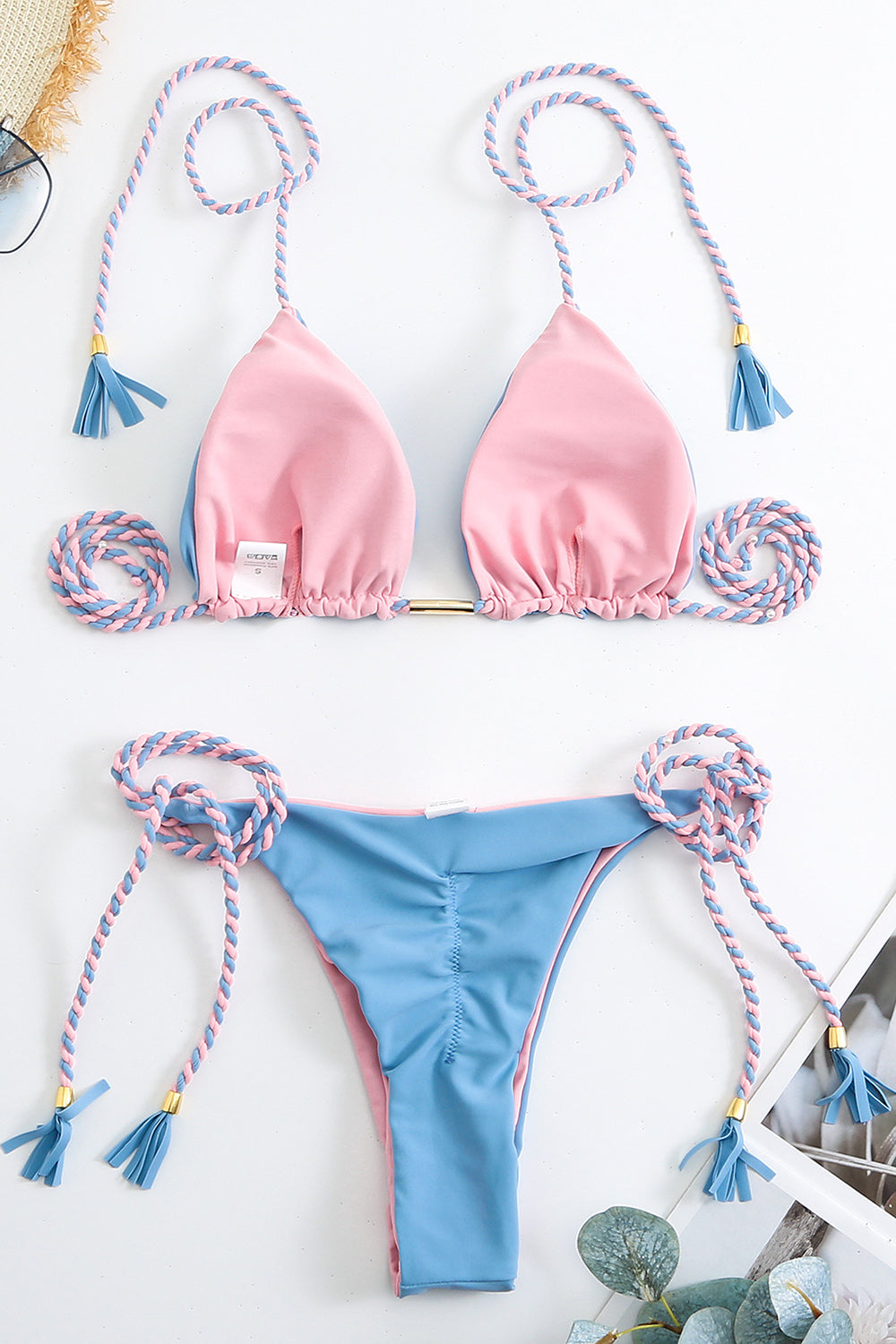 Maillot de bain athlétique bleu deux pièces