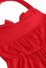 Charger l&#39;image dans la galerie, Robe de fille vintage rouge à licou avec nœud