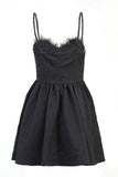Spaghetti Straps Black 1950s Robe avec dentelle