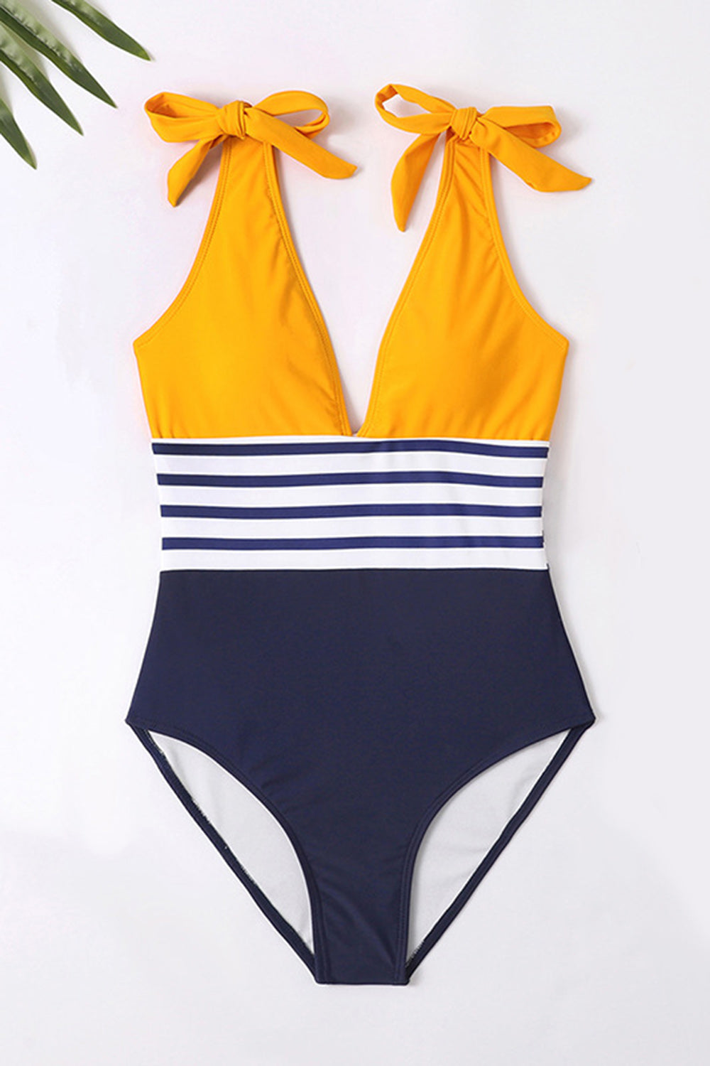 Maillot de bain jaune une pièce avec nœuds