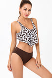 Leopard Deux Pièces Maillot de bain marron