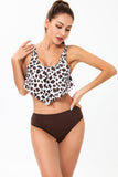 Leopard Deux Pièces Maillot de bain marron