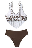 Leopard Deux Pièces Maillot de bain marron