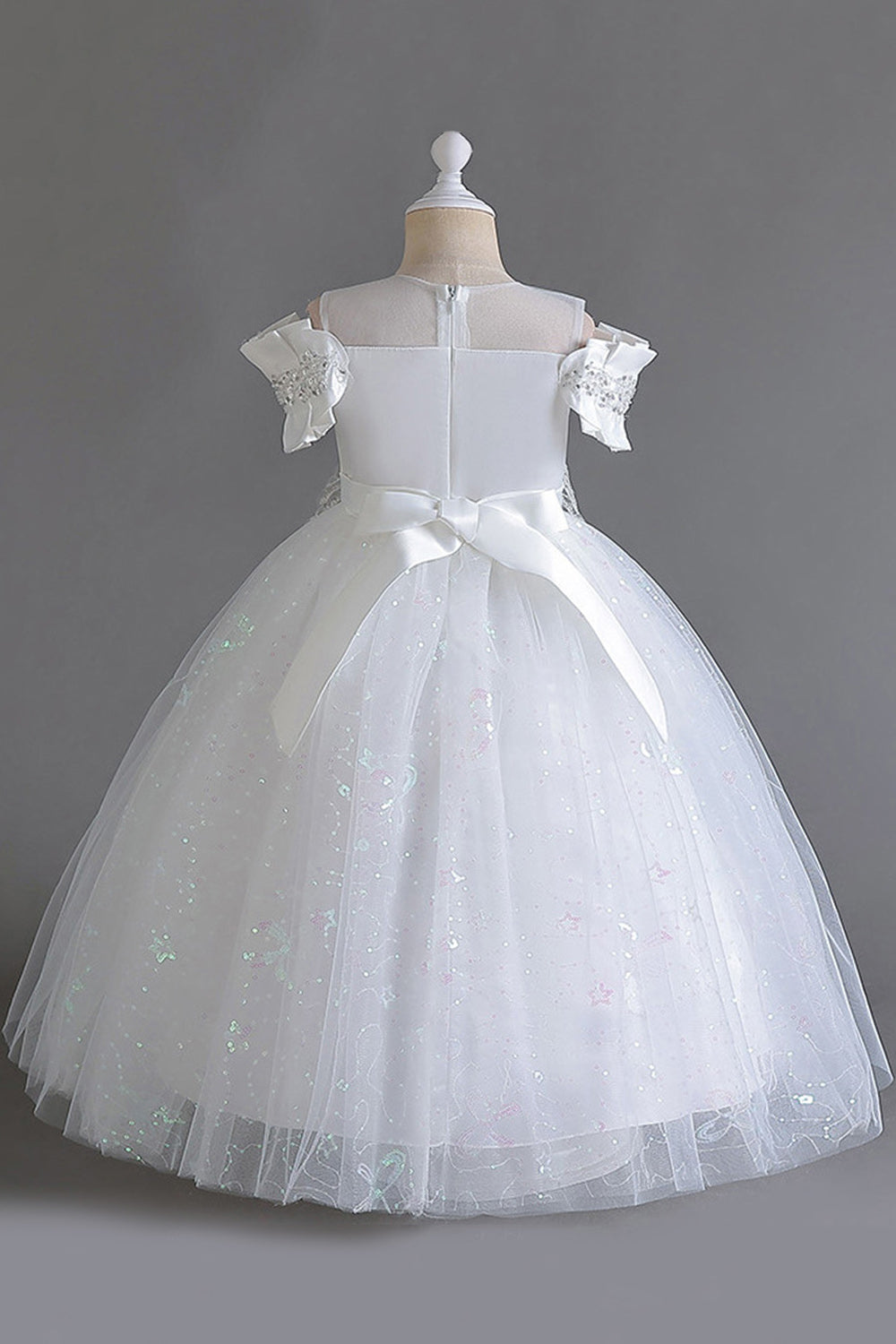 Rose de l’épaule Une ligne de fleur Robe de fille avec nœud