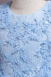 Robes de filles bleues perlées de tulle avec appliques
