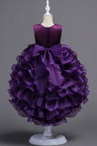 Haut Col rond Sans manches Sans manches Robes de soirée pour filles violettes