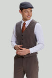 Coffee Pinstripe 3 pièces Costumes de bal pour hommes
