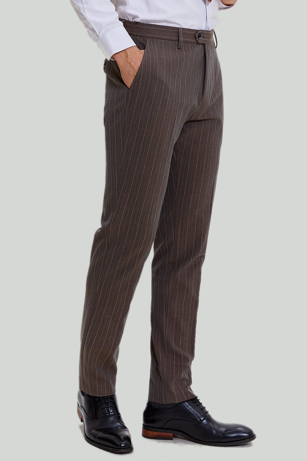 Coffee Pinstripe 3 pièces Costumes de bal pour hommes