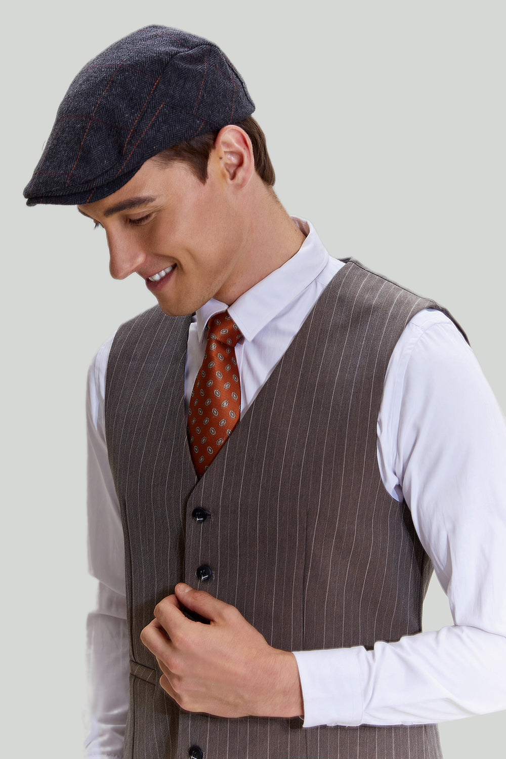 Coffee Pinstripe 3 pièces Costumes de bal pour hommes