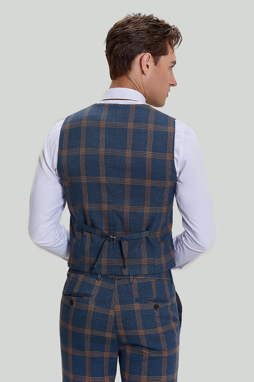 Gris Bleu Homme 3 Pièces Plaid Notched Lapel Prom Suits