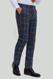 Gris Bleu Homme 3 Pièces Plaid Notched Lapel Prom Suits