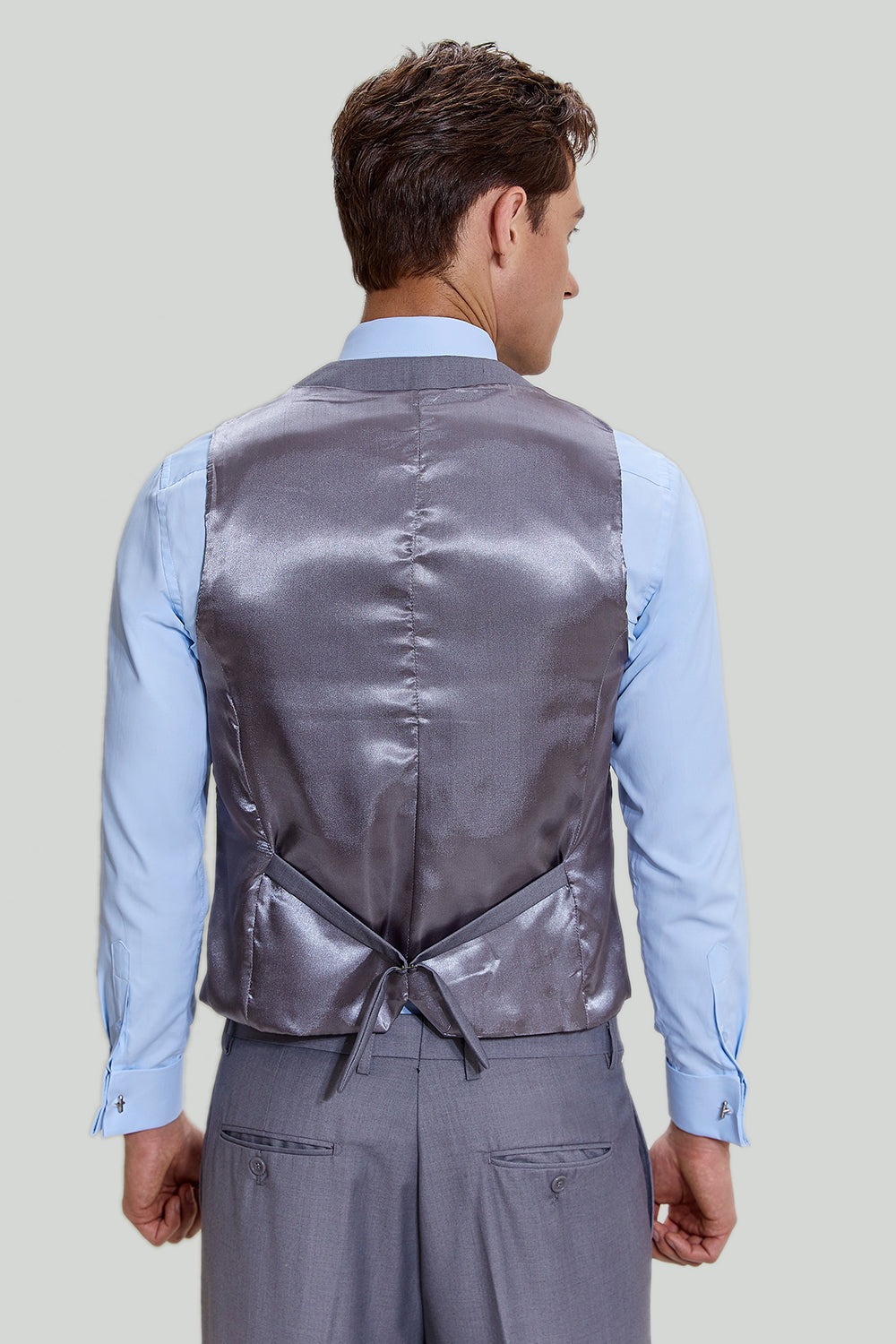 Costumes de bal à revers crantés 3 pièces pour hommes gris