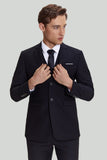 Costume trois pièces noir pour homme avec revers entaillé