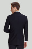 Costume trois pièces noir pour homme avec revers entaillé