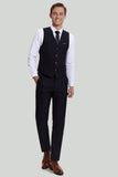 Costume trois pièces noir pour homme avec revers entaillé