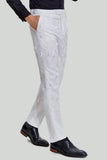 Blanc Jacquard Satin 2 Pièces Châle Lapel Hommes Costumes de Bal