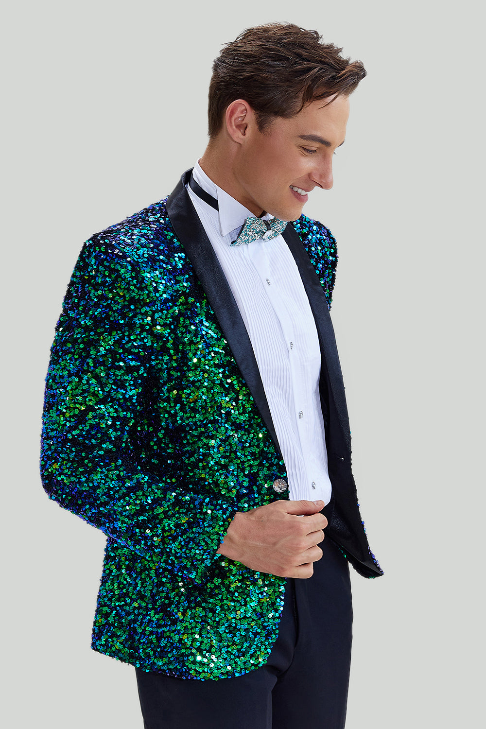Veste Blazer à paillettes verte pour homme