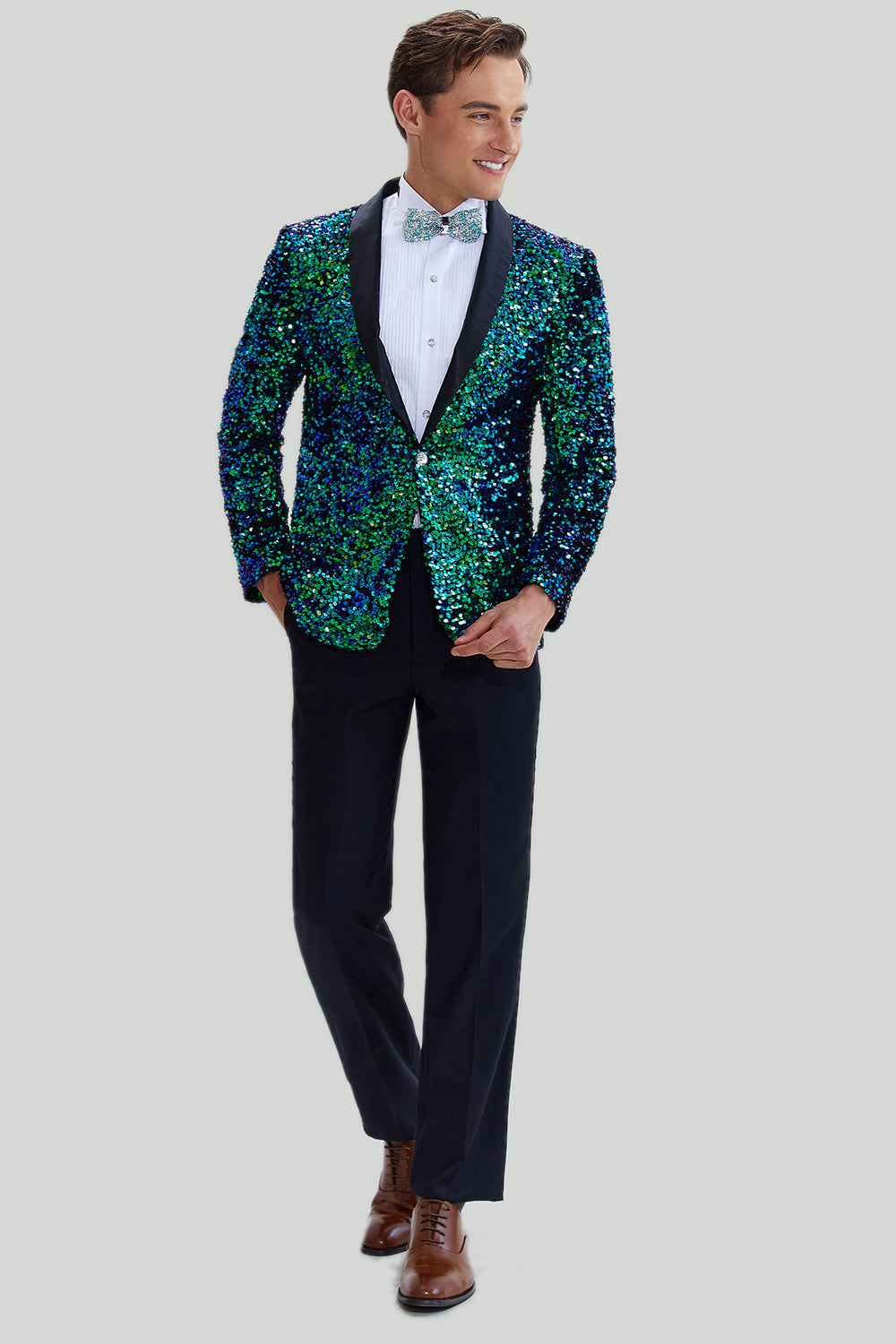 Veste Blazer à paillettes verte pour homme