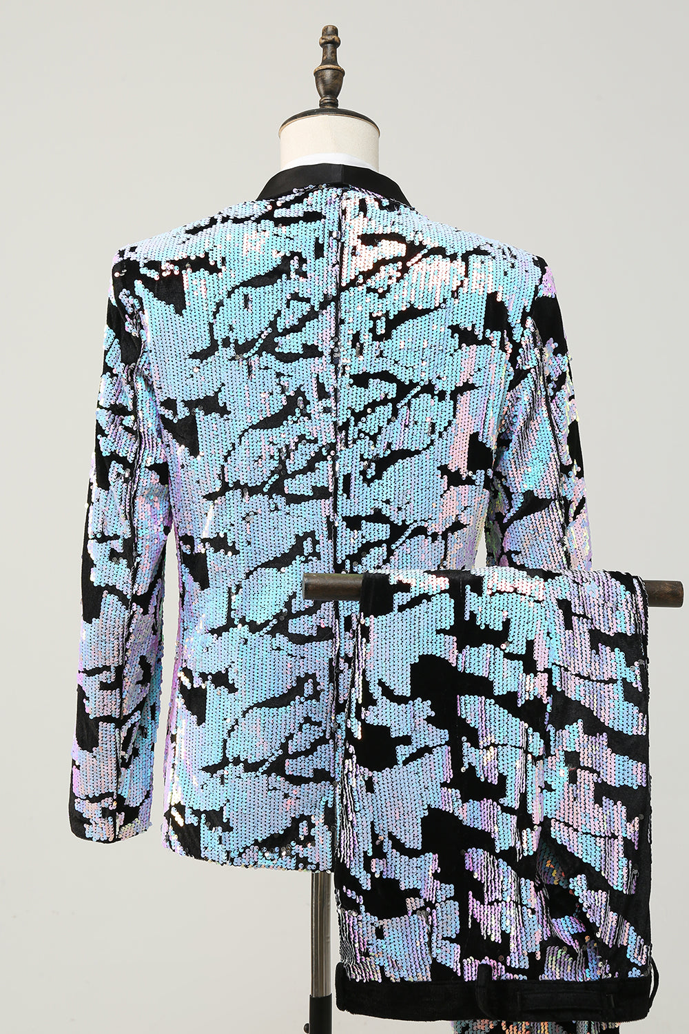 Paillettes violettes Homme Deux-Pièces Costume Châle Lapel Smoking à un bouton