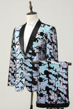Paillettes violettes Homme Deux-Pièces Costume Châle Lapel Smoking à un bouton