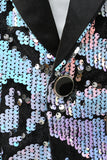 Paillettes violettes Homme Deux-Pièces Costume Châle Lapel Smoking à un bouton