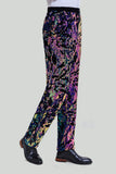 Paillettes violettes Homme Deux-Pièces Costume Châle Lapel Smoking à un bouton