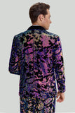 Paillettes violettes Homme Deux-Pièces Costume Châle Lapel Smoking à un bouton